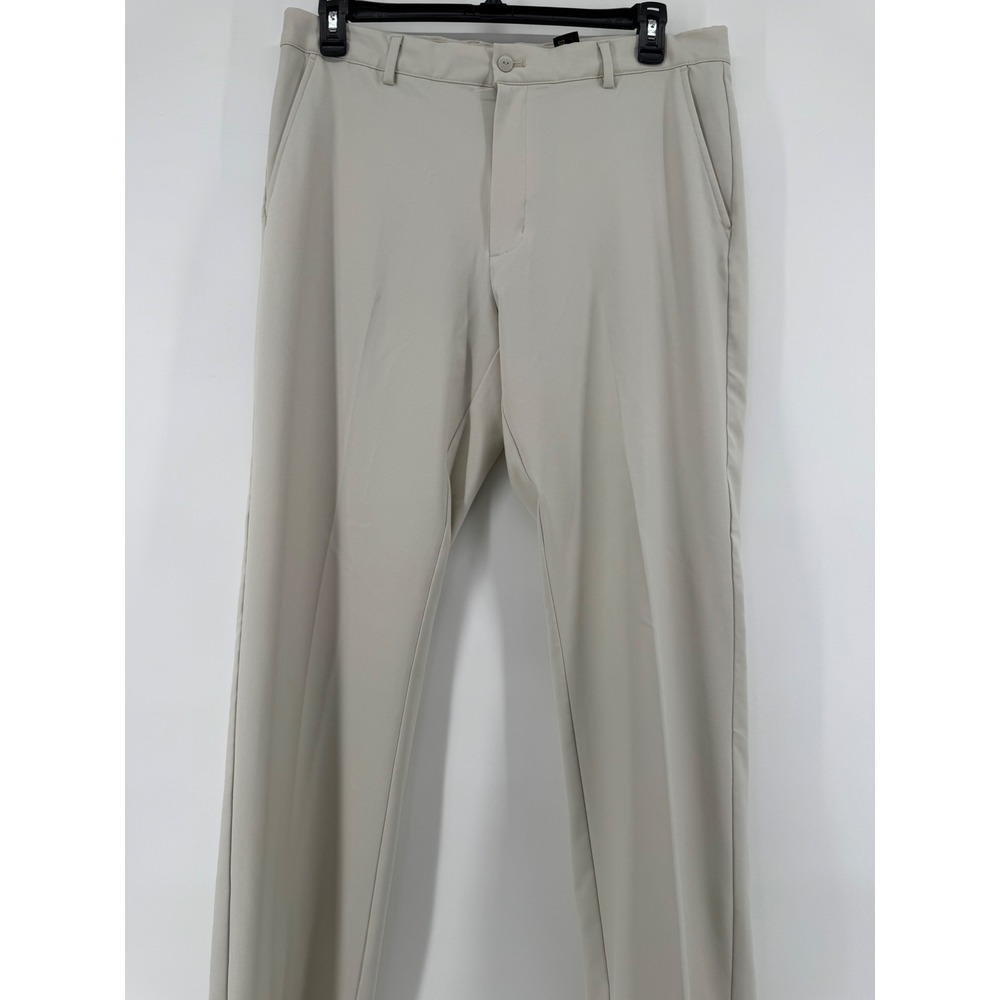 Greg Norman Flat Front Golf Pants Men 36x32 Beige Performance Stretch Stone